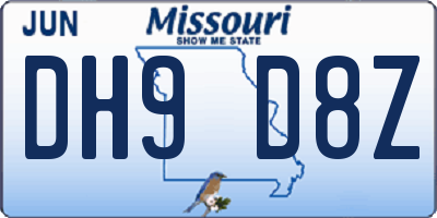 MO license plate DH9D8Z