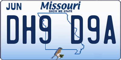 MO license plate DH9D9A