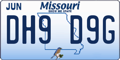 MO license plate DH9D9G