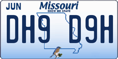 MO license plate DH9D9H