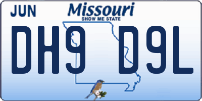 MO license plate DH9D9L