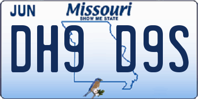 MO license plate DH9D9S