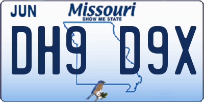 MO license plate DH9D9X