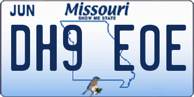 MO license plate DH9E0E