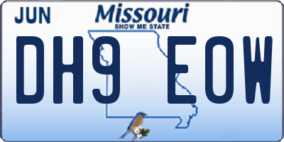 MO license plate DH9E0W
