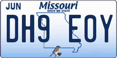 MO license plate DH9E0Y