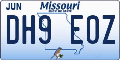 MO license plate DH9E0Z