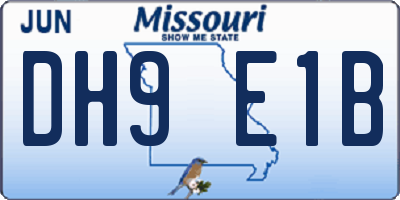 MO license plate DH9E1B