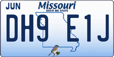 MO license plate DH9E1J