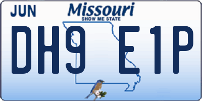 MO license plate DH9E1P
