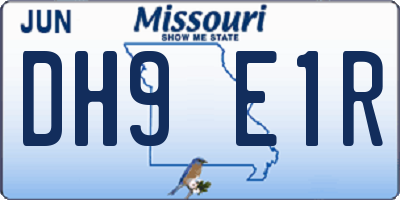 MO license plate DH9E1R