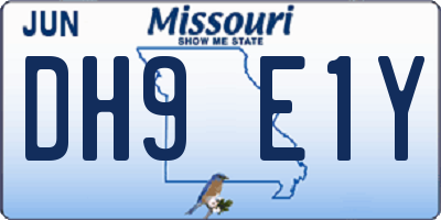 MO license plate DH9E1Y