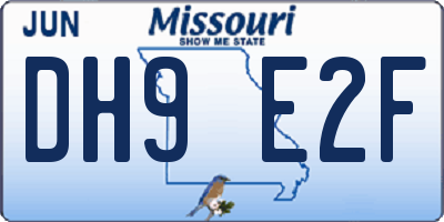 MO license plate DH9E2F