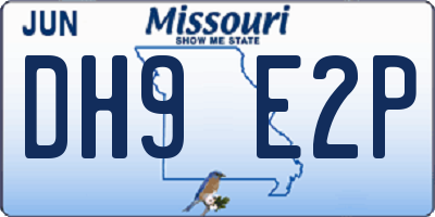 MO license plate DH9E2P