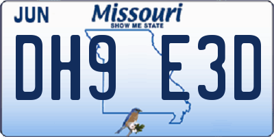 MO license plate DH9E3D