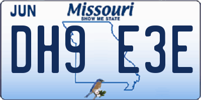 MO license plate DH9E3E