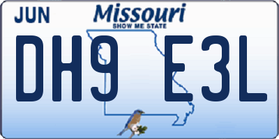 MO license plate DH9E3L
