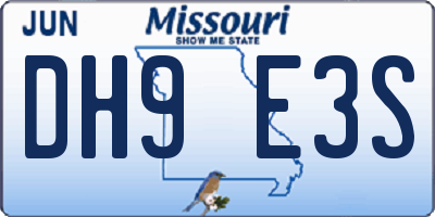 MO license plate DH9E3S