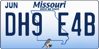 MO license plate DH9E4B
