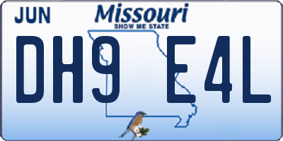 MO license plate DH9E4L