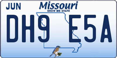 MO license plate DH9E5A