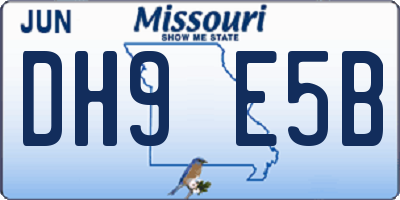 MO license plate DH9E5B