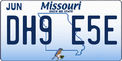MO license plate DH9E5E