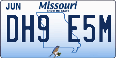 MO license plate DH9E5M