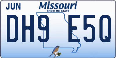 MO license plate DH9E5Q