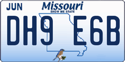 MO license plate DH9E6B