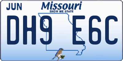 MO license plate DH9E6C