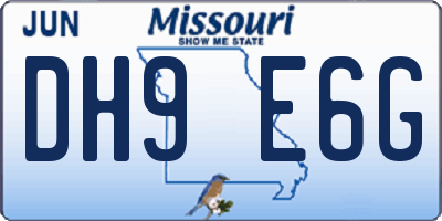 MO license plate DH9E6G