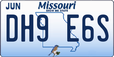 MO license plate DH9E6S