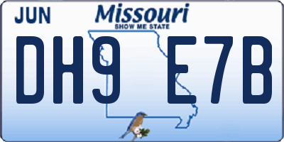 MO license plate DH9E7B