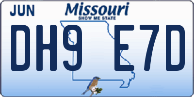 MO license plate DH9E7D