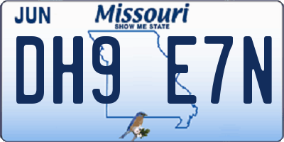 MO license plate DH9E7N