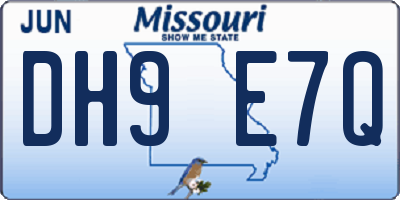 MO license plate DH9E7Q