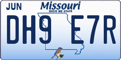 MO license plate DH9E7R