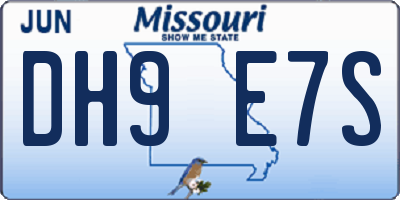 MO license plate DH9E7S