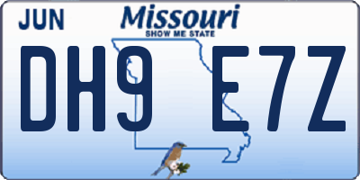 MO license plate DH9E7Z