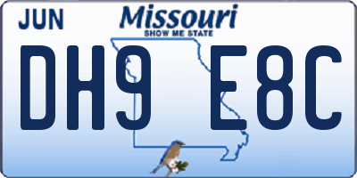 MO license plate DH9E8C