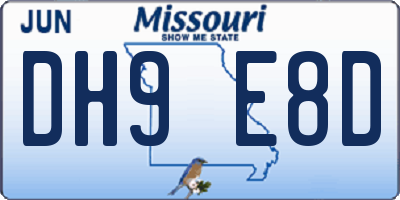 MO license plate DH9E8D