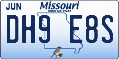 MO license plate DH9E8S