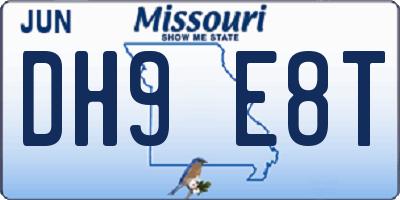 MO license plate DH9E8T