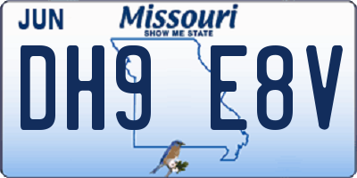 MO license plate DH9E8V