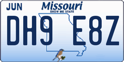 MO license plate DH9E8Z