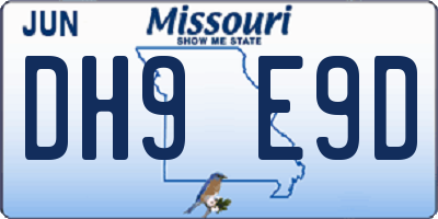 MO license plate DH9E9D