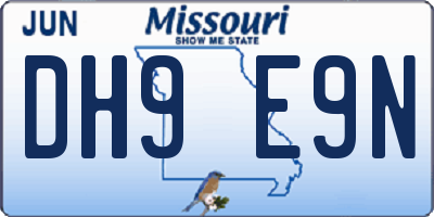 MO license plate DH9E9N