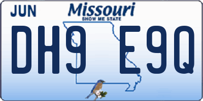 MO license plate DH9E9Q