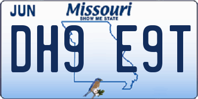 MO license plate DH9E9T
